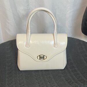 Elegant Structured Cream Handbag